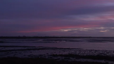 Clouds time lapse and sunset over ocean 4K Video stock 124650857