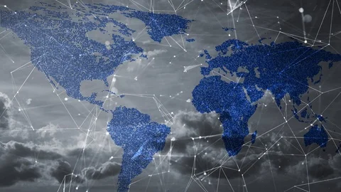 Clouds time lapse with artistic world map Stock Footage 104017414