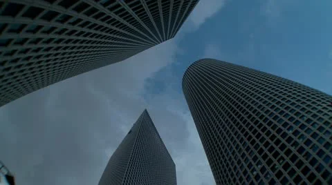 Clouds Time Lapse with high rise buildings in Tel-Aviv, Israel Stock Footage 11118795