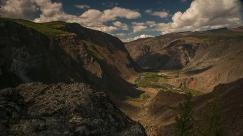 Clouds time lapse. mountain valley landscape in autumn Stock Footage 81114456