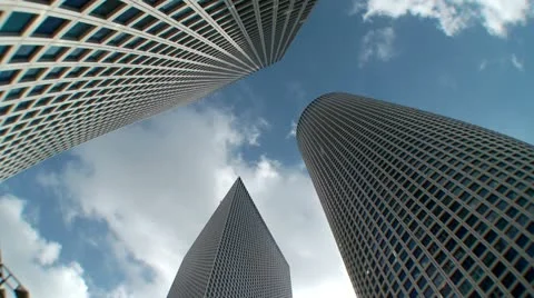 Clouds Time Lapse over the azrieli center in Tel Aviv, Israel Stock Footage 11118899