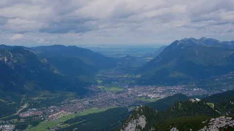Clouds time lapse over Garmisch Partenkirchen in Germany Stock Footage 120647406