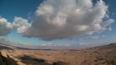 Clouds Time Lapse over the Ramon crater in the Negev desert, Israel Stock Footage 11118685