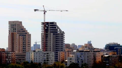 Clouds time lapse over Tel Aviv Stock Footage 48129382