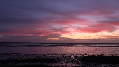 Clouds time lapse red sky sunset over ocean 4K 스톡 동영상 124650943