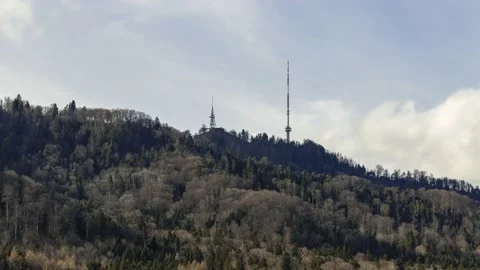 Clouds time lapse on Uetliberg mountain, Zurich, Switzerland 库存影片 148676635
