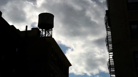 Clouds time-lapse with water tower Stock Footage 35688232