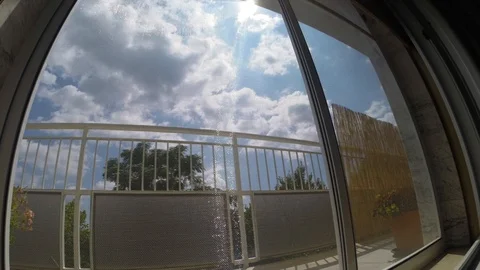 Clouds time lapse at the window Stock Footage 97377484