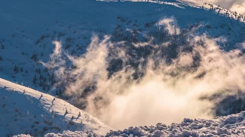 Clouds Time lapse in winter mountains background nature Stock Footage 170781784