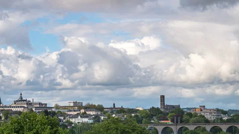 Clouds Timelapse above Limoges and Cathedral City during spring and day, 2023 Video stock 244980289