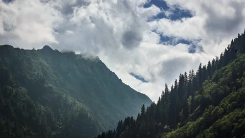 Clouds timelapse above mountains peaks, Alagna Valsesia, Alps, Italy, Europe Stock Footage 93153983
