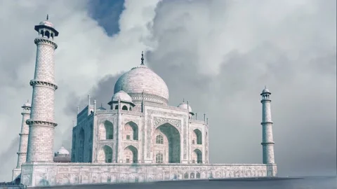 Clouds Timelapse around Taj Mahal in Agra,India Video stock 220197316