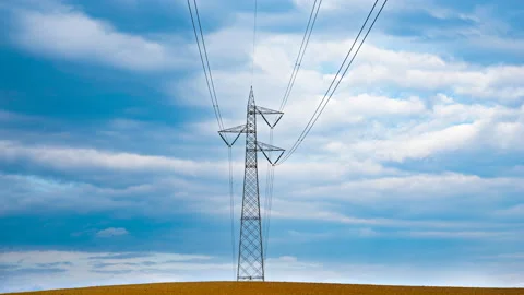 Clouds Timelapse - High Voltage Pylon Stock Footage 225241776