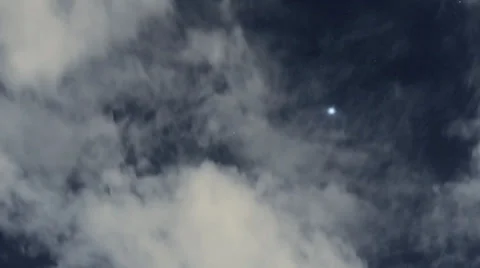Clouds timelapse on night sky with stars Stock Footage 34666442