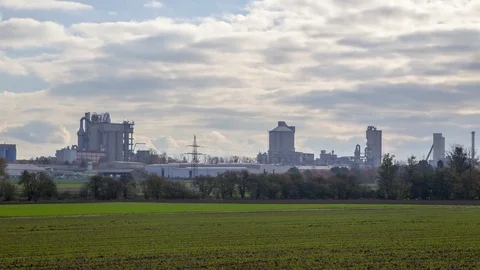 Clouds timelapse of old industrial factory on blue sky Stock Footage 73497964