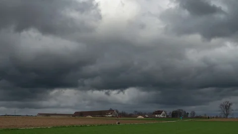 Clouds Timelapse over Farm Field Germany Europe Stock Footage 100337069