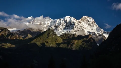 Clouds timelapse over Monte Rosa summit, Alps, Alagna Valsesia, Italy, Europe Stock Footage 93159106