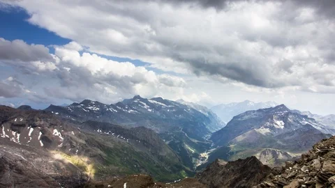 Clouds timelapse over mountains summit, Quintino Sella, Gressoney, Italy, Europe Stock Footage 93160681