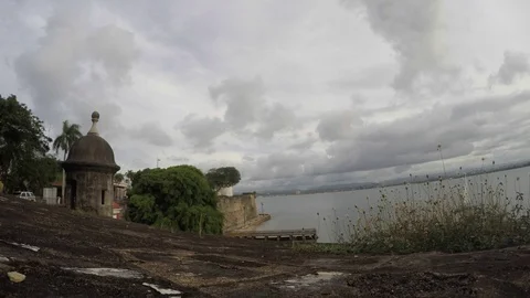 Clouds timelapse over San Juan city walls in Puerto Rico Stock Footage 91461009