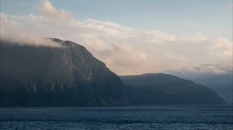 Clouds timelapse at sunset at Gros Morne National Park Newfoundland Vídeo Stock 122229604
