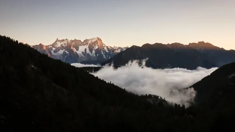 Clouds timelapse under Mont Blanc, Alps, Morgex, Aosta, Italy, Europe Stock Footage 93156697