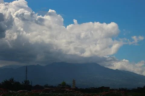 Clouds on the top of the mountain in summer Stock Photos