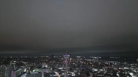 Clouds to Tower on a cloudy night Video stock 289835478