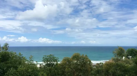 Clouds &amp; Trees at the Beach Time Lapse Stock Footage 33532105
