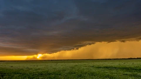 Clouds UHDSunset behind Great Plains storm Stock Footage 91670462