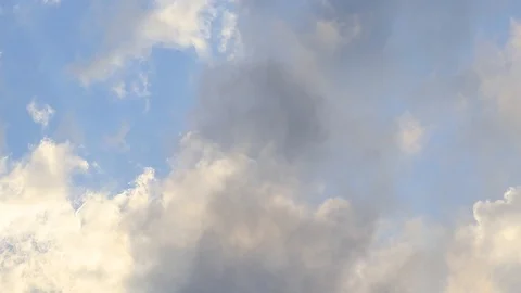 Clouds under blue sky with sunset light Stock Footage 95490572