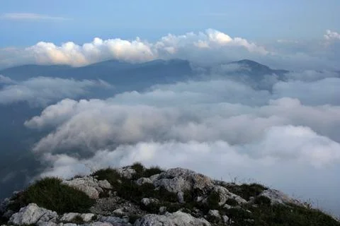 Clouds in the valley on Rax in Lower Austria, Europe Stock Photos