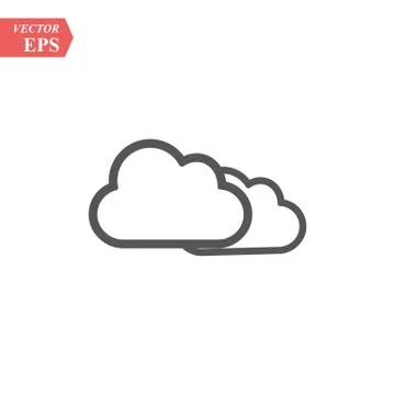 Clouds vector flat pictograph line icon stock design illustration isolated si Stock Illustration