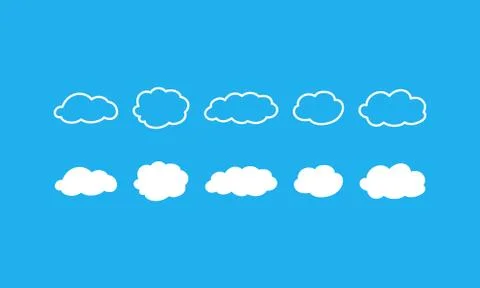 Clouds vector illustration set. Clouds in flat and linear style. Vector EPS10 Stock Illustration