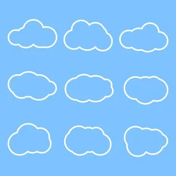 Clouds vector set. Sky clouds outline icon illustration. Stock Illustration