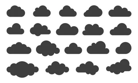 Clouds vector web icons silhouette Illustrazione stock