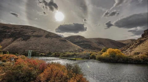 Clouds ver River Bridge - Time Lapse Stock Footage 33300266