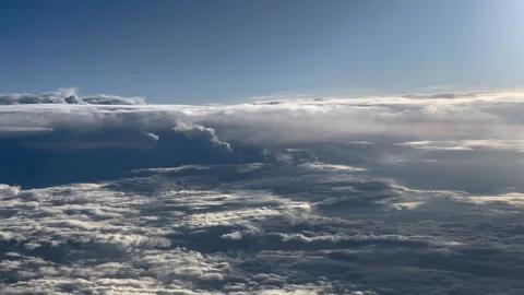 Clouds view from the plain. Stock Footage 276712384