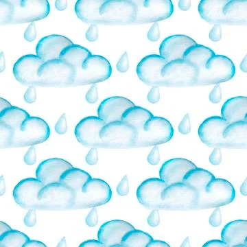 Clouds weather seamless watercolor pattern. Watercolor illustration with Stockillustratie