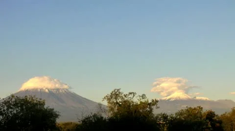 Clouds were hooked for tops of mountains and cannot float further Видео 10605602