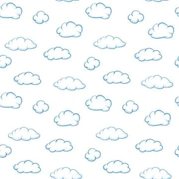 Clouds on white background - seamless texture Stock Illustration