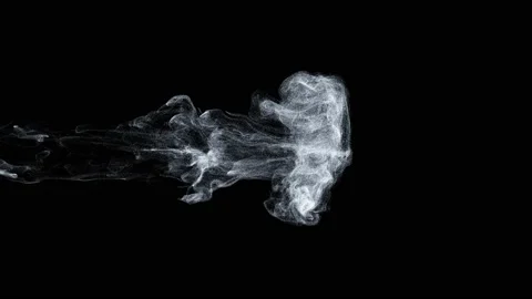 Clouds of white smoke on a black background rise right Stock Footage 213002989