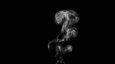 Clouds of white smoke on a black background rise upwards Stock Footage 221675860