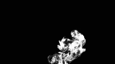 Clouds of white smoke on a black background rise upwards Stock Footage 238967341