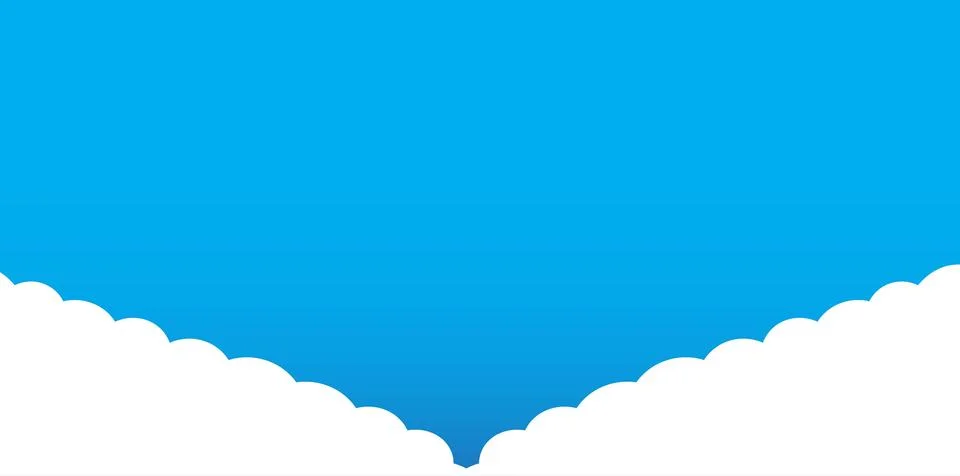 Clouds wide border on blue background. Panorama for banner, template Illustrazione stock