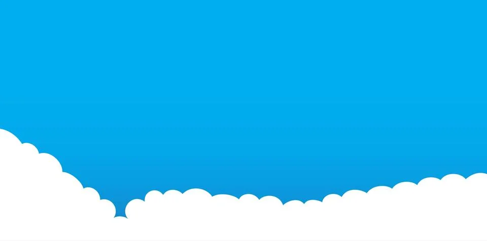 Clouds wide border on blue background. Panorama for banner, template Stock Illustration