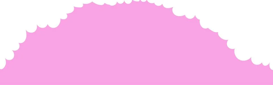 Clouds wide border. Painted white clouds on pink background. Simple vector Illustrazione stock