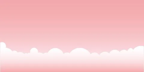 Clouds wide border on pink background. Panorama for banner, template Stock Illustration