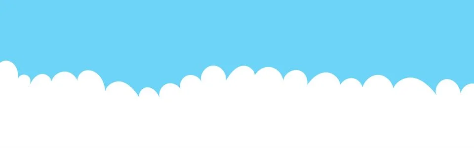 Clouds wide bordering. Painted white clouds on blue background. Simple vector Stock Illustration