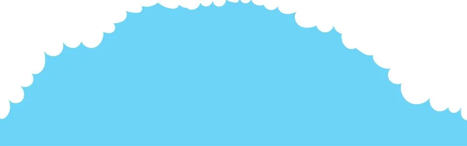 Clouds wide bordering. Painted white clouds on blue background. Simple vector Stock Illustration