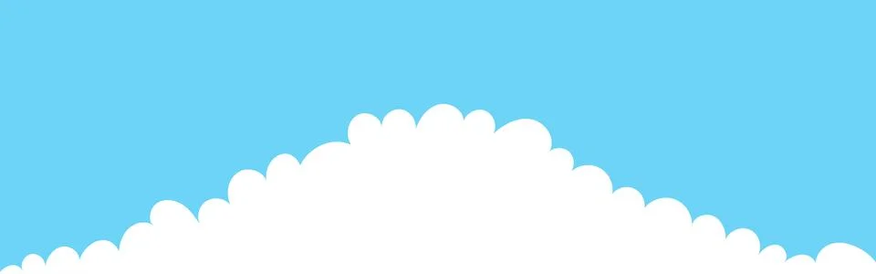 Clouds wide bordering. Painted white clouds on blue background. Simple vector Stock Illustration